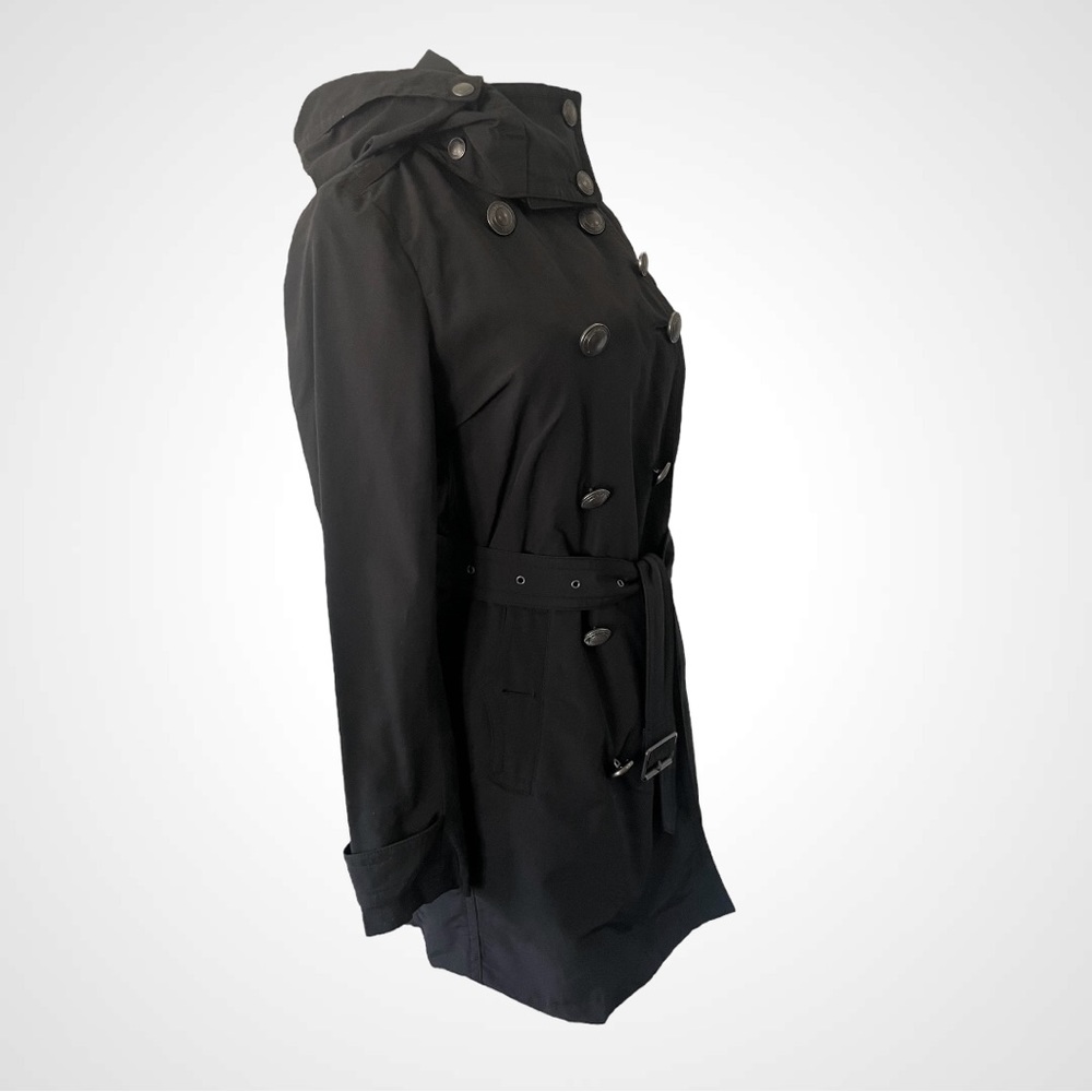 BURBERRY BRIT BLACK CLASSIC BELTED TRENCH COAT SIZE 8 - Picture 8 of 16